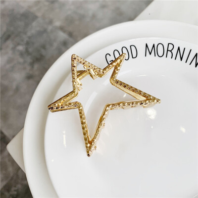 

Metal Women Girls Hair Clips Gold Plated Hair AccessoriesStar Moon Diamond Hairpins Circle Holder Hairgrips