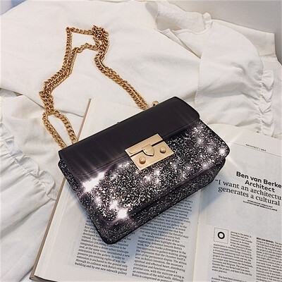 

Ins super fire sequin bag female 2019 new Korean version of the wild single shoulder slung fashion chain lock small square bag