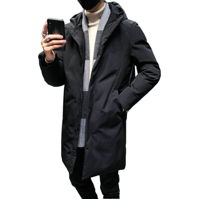 

ZHUO DENG NU Mens Mid-length cotton coat Thicken Windproof