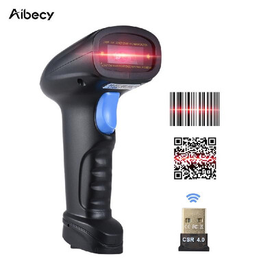 

Aibecy BT Handheld Wireless 1D2DQR Barcode Scanner Bar Code Reader with USB Receiver 2100 Code Storage Capacity for POS PC Andro