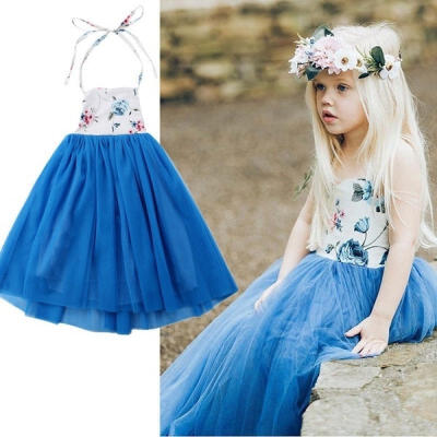 

Kids Girl Princess Pageant Birthday Party Long Dress Maxi Gown Flower Girl Dress