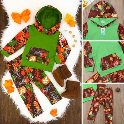 

2Pcs Newborn Kids Baby Girl Hooded Tops Long Pants Autumn Outfits Clothes Set 1-6T