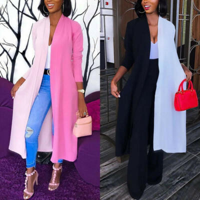 

Womens Loose Long Contrast Cardigan Draped Kimono Shawl Tops Blouse Coat Jacket