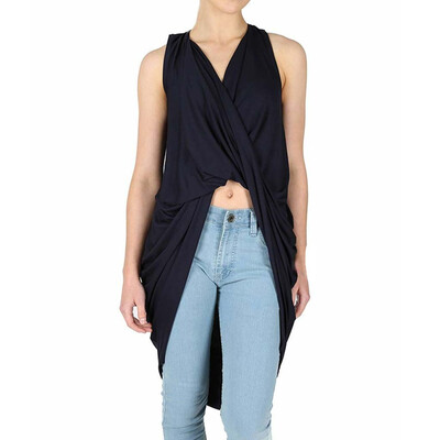 

Nomeni Womens Ladies Drape V Neck Wrap Cross Fold Twisted Dress T Shirt Top