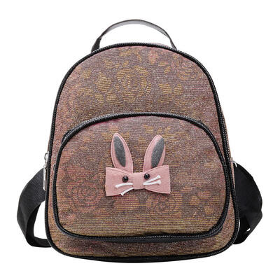 

Cute Ear Decor Backpack Women Handbag PU Leather School Travel Knapsack