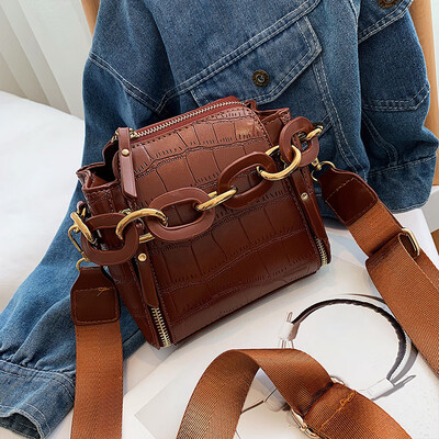 

Ins Texture Fashion Crocodile Bucket Womens Bag 2019 New Bag Korean Joker Broadband Single Shoulder Messenger Bag