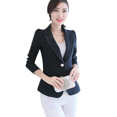 

Female large size fashion slim long sleeves overcoat office Lady formal commuter small blazer Casual single button female jacket