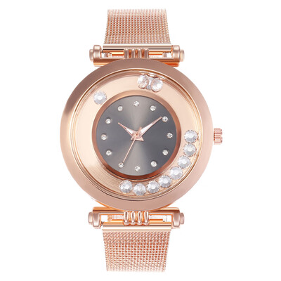

Explosion models luxury womens watch alloy mesh with rhinestone quicksand quartz watch with the same paragraph