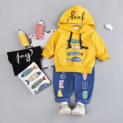 

Autumn Baby Boys Long Sleeve Cartoon Hoodie Sweatshirt TopsDenim Pants Trouser Costume Set