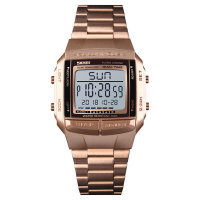

SKMEI 30m Waterproof Square Dial Digital Wristwatch Mens Watch With Double Time Display