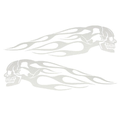 

Pair Universal Motorcycle Decal Gas Oil Tank Flames Skull Badge Sticker