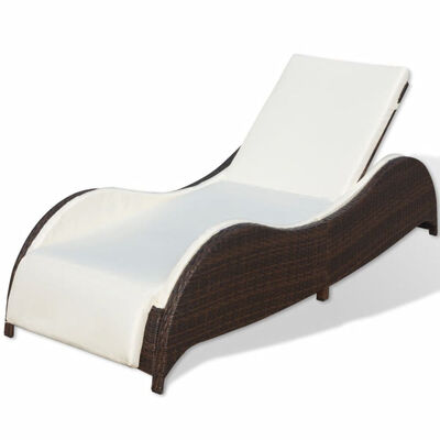 

Sun Lounger with Cushion Poly Rattan Brown