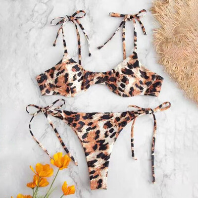 

Roseonmyhand Womens Leopard Bikini Print Two Piece Swimsuit Pushups Swimwear Beachwear