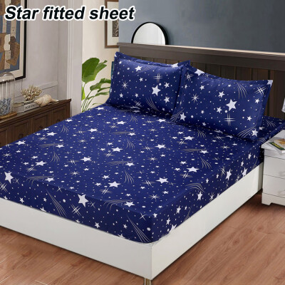 

Bed Sheet with Pillowcase Geometric Printed Fitted Sheet With Elastic Bed Linen Polyester Mattress Covers Queen Size