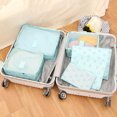 

Do not Miss New 6Pcs set High Quality Oxford Fabric Travel Mesh Bag In Bag Luggage Organizer Packing Cube Organizer for Clothing