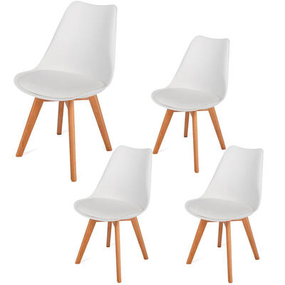 

4pcs Simple Solid Wood Foot Padded Chair Plastic Living Room Home Chair