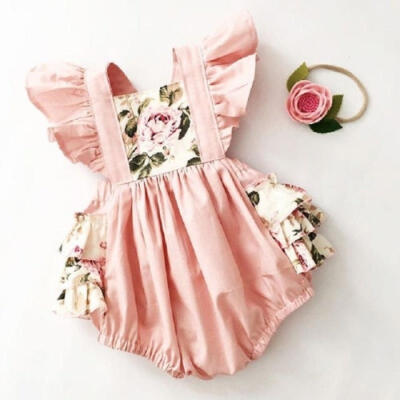 

Newborn Infant Baby Girls Floral Romper Bodysuit Jumpsuit Headband Outfits