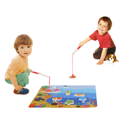 

40Pcs Wooden Puzzle Game Set Kids Fishing Wooden Toys Fishing Game