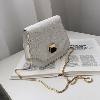 

Senior feeling bag sequins chic chain bag womens new 2019 simple geometric small square bag buckle slung bag