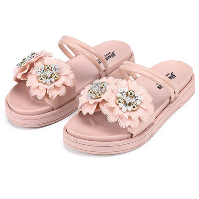 

Rose Womens Flower Thick-Soled Sandals Open-Toe Slippers Wear Casual Beach Shoes