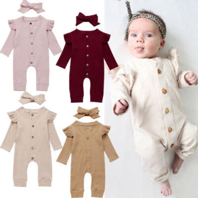 

Newborn Baby Girl Boy Autumn Clothes Set Knitted Romper Jumpsuit 2PCS Outfits US