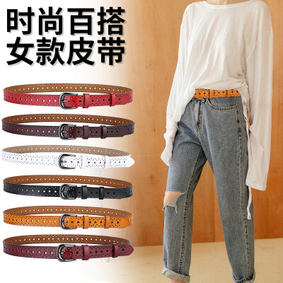 

New Korean version of the wild hollow love leather fashion fine decorative belt leather ladies leather belt women