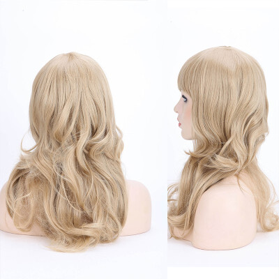 

Anime Cosplay Synthetic Wig Long Curly Wavy Heat Resistant Fiber Full Wig with Bangs Layered Vogue for Women