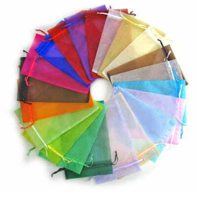 

PH PANDAHALL 100pcs Mixed Color Rectangle Organza Gift Bags Wedding Favour Bags Jewellery Pouches