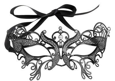 

FUNNYBUNNY Black Metal Right Half Face Metal Princess Mask Halloween Mask Luxurious Venetian Masquerade Filigree Mask