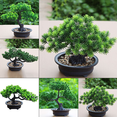 

1x Artificial Pine Bonsai Simulation Green Plant For Home Office Desk Decoration