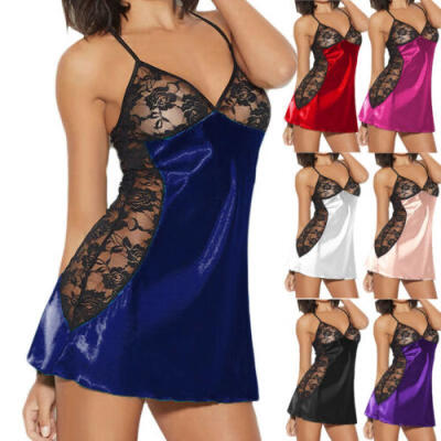 

Sexy Lingerie Women Silk Lace Robe Dress Babydoll Nightdress Nightgown Sleepwear