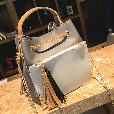 

Tailored Womens Fashion Bucket Bag Color Stitching Shoulder Bag Commute Messenger Bag