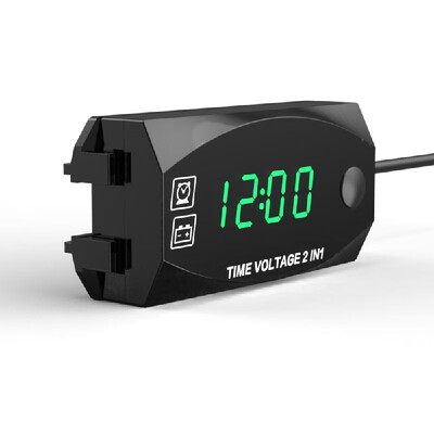 

Multifunction 6V-30V 2 in 1 Voltmeter for Motorcycle Electric Vehicle Time Clock with Digital Display Panel Waterproof Timer