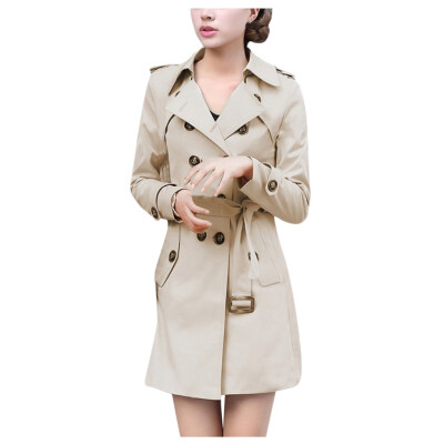 

Toponeto Women Slim Windbreaker Double Breasted Long Trench Coat Jacket Overcoat Outwear