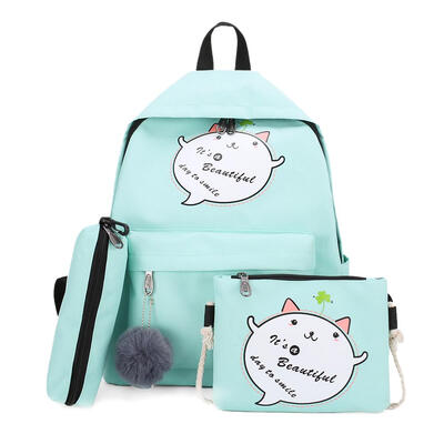 

4pcsset Cat Print Canvas Women Shoulder Crossbody Bags Pen Bags Backpacks