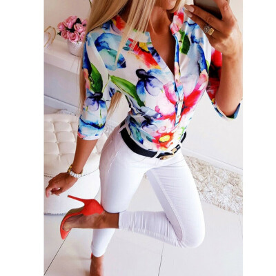 

Womens Short Sleeve Loose Floral T Shirts Ladies Summer Casual Blouse Tops Shirt