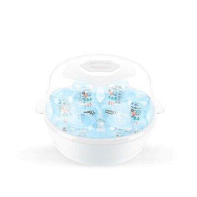 

Baby Bottle Microwave Steam Sterilizer Set Safe BPA-free Fit 6 Milk Bottles 4 Minutes Quick Sterilization for Infants Toddlers