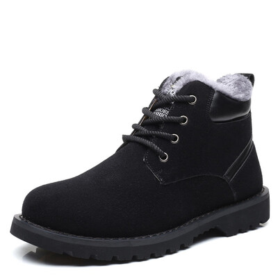 

2017 autumn&winter new mens high-cut cotton shoes mens leather casual warm wear-resistant fashion cotton boots tide shoes men