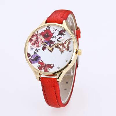 

3D stereo butterfly love flower student hot sale quartz watch candy casual thin belt ladies watch