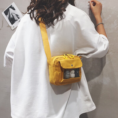 

Summer new small bag female 2019 new ins super fire canvas shoulder Messenger bag Korean version of the ocean cartoon package