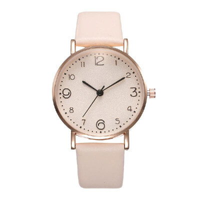 

Lady Fashion Simple Quartz Watch Student Casual Leather Band Alloy Case Wrist Watch