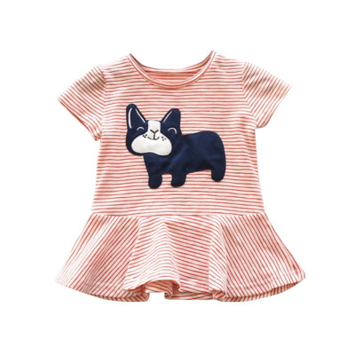 

Summerly Fashion Infant Kids Striped Cartoon Short-sleeved Dresses Baby Girls Casual Cute Dress