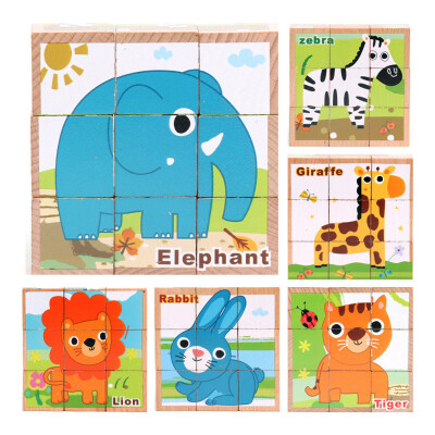 

Tailored Children Wooden 9 Blocks Six Sides Building Blocks Dimensional Puzzle