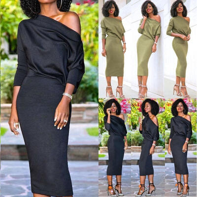 

New Summer Womens One Shoulder Casual Loose Split Long Maxi Beach Long Dress