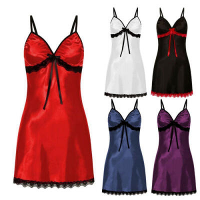 

Womens Satin Silk Lingerie Ladies Nightie Nightwear Night Dress Silk Chemise