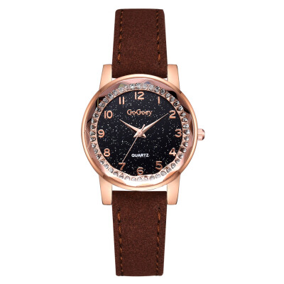 

Fashion ladies exquisite quartz watch digital tick net red matte pu leather watch