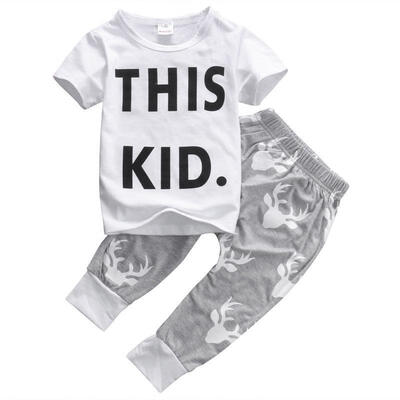 

2PCS Baby Boy Kids Short Sleeve T-shirtPants Outfits 2PCS Summer Clothes Set