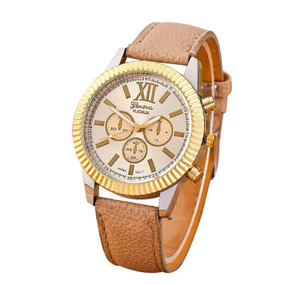 

2018 Top Brand Geneva Watches Women Men Casual Roman Numeral Watch For Mens Ladies Leather Quartz WristWatch relogio Clock &Ff