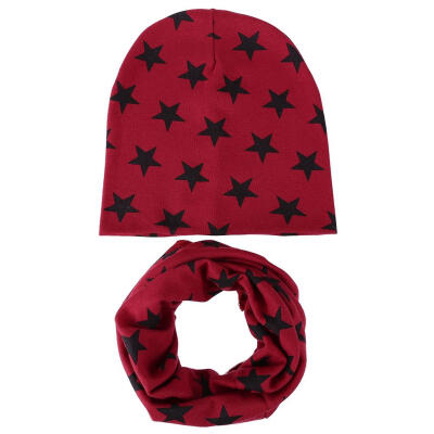 

2pcs Baby Scarf Cap Set Autumn Winter Girl Boy Star Kids Beanie Hat Scarves