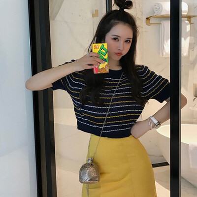 

ladies striped sweater for spring summer korean sweater woman summer short sleeve striped pullover women